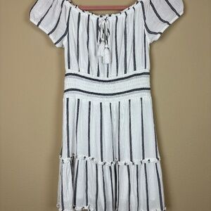 American Eagle White/Blue Striped Gauze Dress; Size S